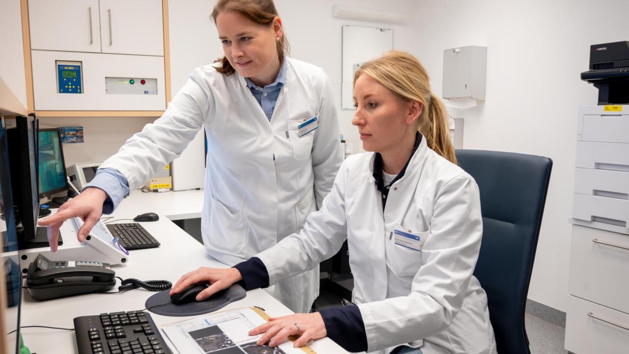 Fachlicher Austausch zwischen Fachärzten für Strahlentherapie und Medizinphysiker für höchste Präzision bei der Bestrahlung.
 © 
